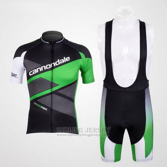 2012 Cycling Jersey Cannondale Black and Green Short Sleeve and Bib Short